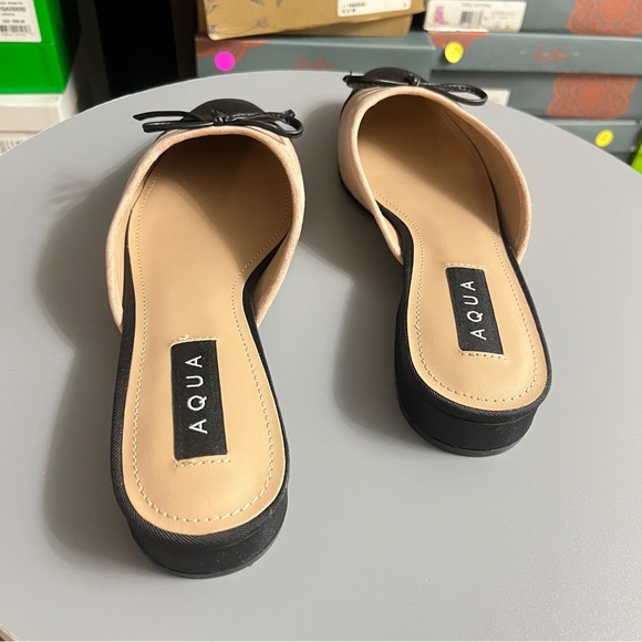 Aqua Romi Women's Black and Cream Suede Mules - Picture 7 of 12